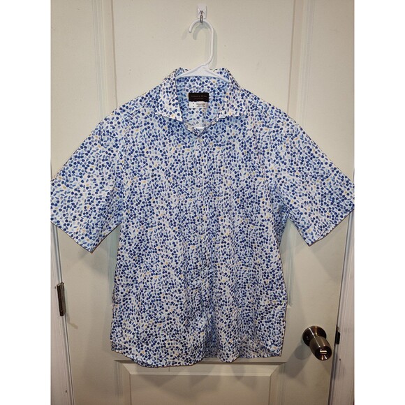 Men's Thomas Dean Collection Short Sleeve Printed Button Down Shirt Medium - Picture 1 of 5